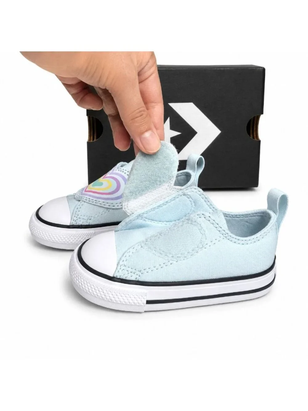Converse CTAS Toddler One Strap Sneakers Blue Rainbow Heart Infant Baby Size 5